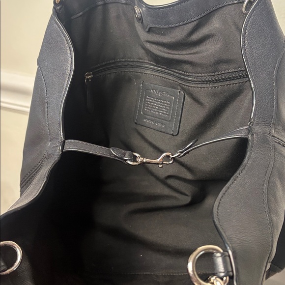 COACH LEXY signature jacquard canvas & leather trim shoulder/crossbody bag- EUC - Picture 12 of 15